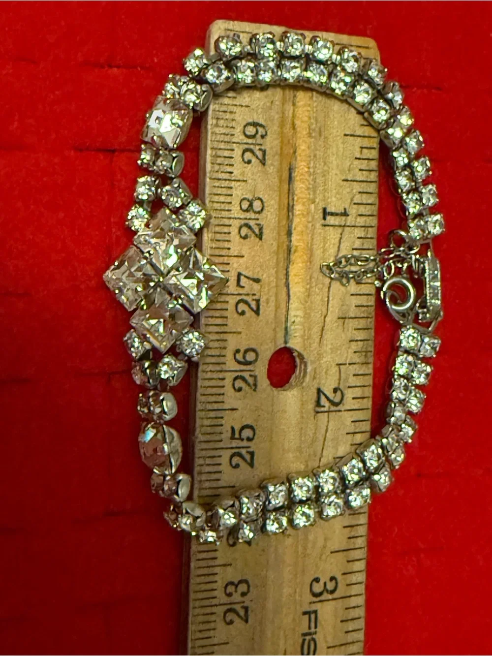 Vintage Rhinestone Clear Silver Tone Bracelet